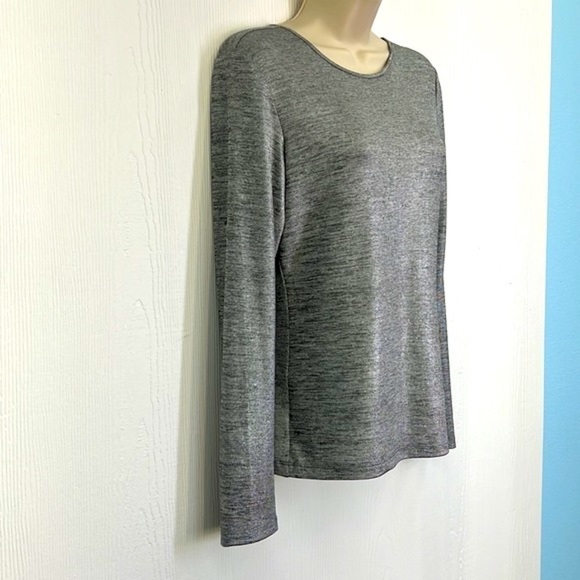 Yoana Baraschi - NWT Silver Metallic Keyhole Long Sleeve Sheer Blouse Size Small - Picture 4 of 10